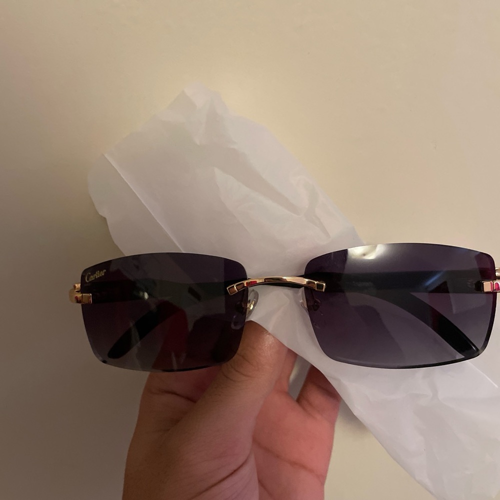 Cartier Purple Sunglasses with Gold Details